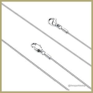 Stainless Steel Chain Necklace Set, 2 Pieces, 1mm Thin, Hypoallergenic
